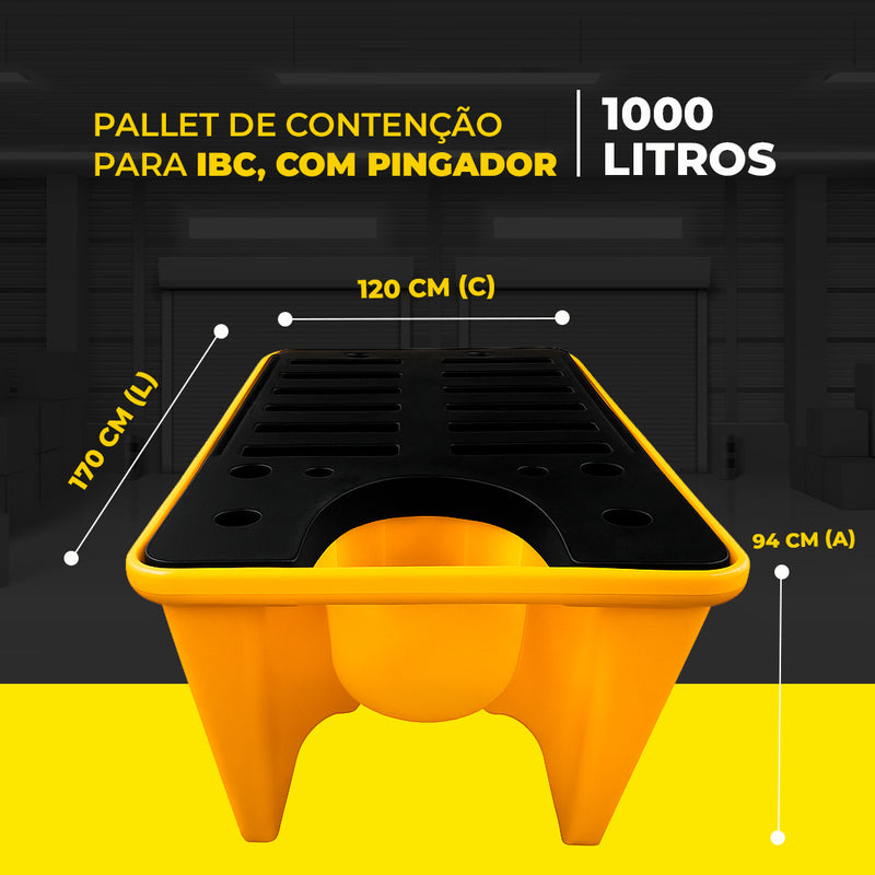 Pallet de Contenção para IBC 1000 Litros com Pingador - LojaDoAsfalto